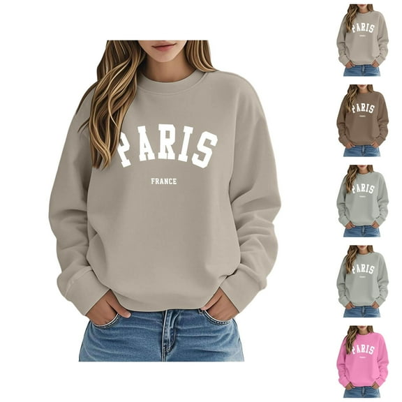Paris France Sweatshirts for Women 2025 Fall Winter Long Sleeve Crewneck Vacation Sweatshirt Pullover Tops Streetwear