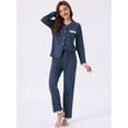thumbnail image 3 of DARING DIVA Pajama Sets Lace Trim Elastic Waist Pant Loungewear S Dark Blue, 3 of 7