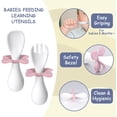 thumbnail image 3 of Cuchara y tenedor para bebé, 2 cubiertos ergonómicos para bebé Los cubiertos de aprendizaje ergonómicos facilitan la autoalimentación (blanco), 3 of 5