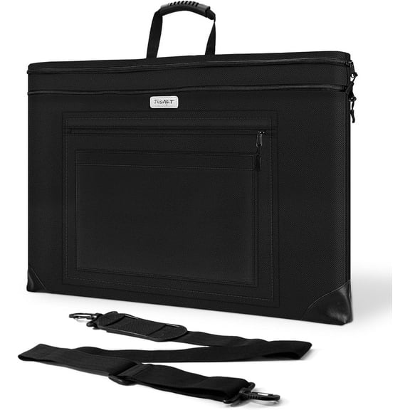 JusArt Art Portfolio Bag, 24x36 Light Weight Portfolio Folder Case with Adjustable Shoulder Strap, Leather Corners, Waterproof Art Bag for Artists and Students for Artwork, Poster, Sketching, Drawing