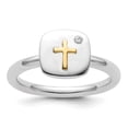 thumbnail image 2 of Auriga Fine Jewelry 925 Sterling Silver with 14K Cross Diamond Ring for Women Size 8, 2 of 6