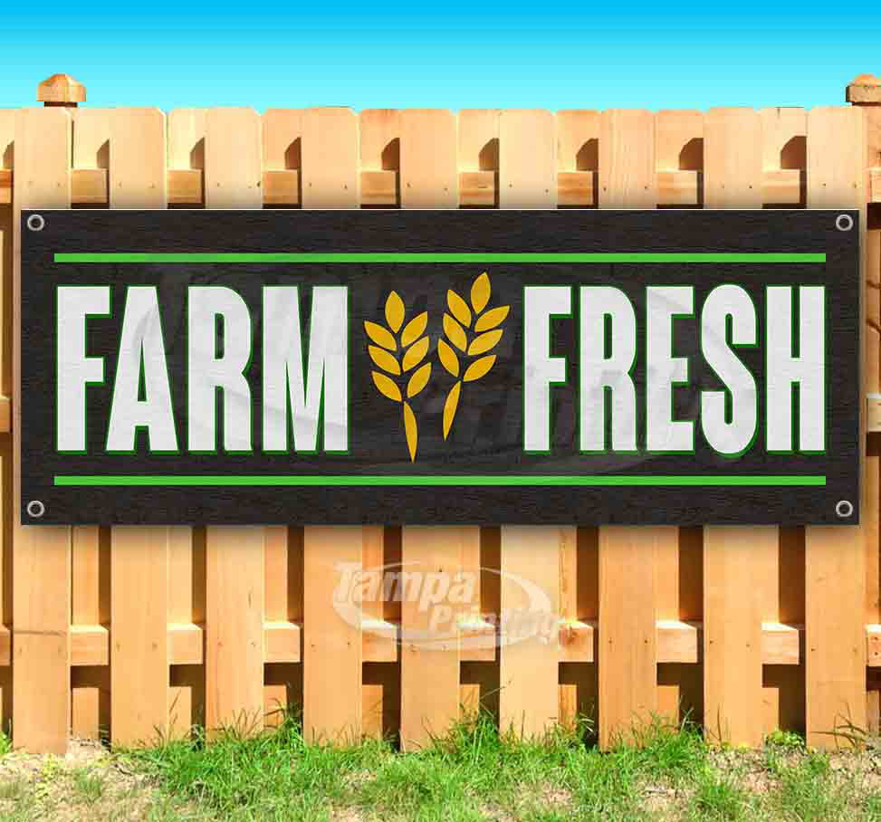 Store New Advertising Farm Fresh Produce 13 oz Heavy Duty Vinyl Banner Sign with Metal Grommets Flag, Many Sizes Available 