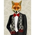 thumbnail image 2 of Fab Funky 15x18 Black Ornate Wood Framed with Double Matting Museum Art Print Titled - Fox with Red Bow Tie, 2 of 4