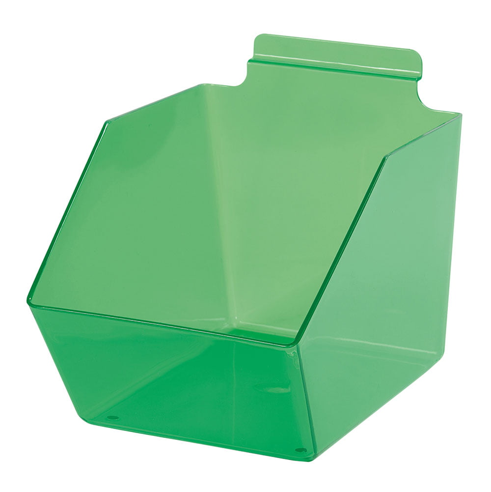 6 Slatwall Bins Dump Acrylic Clear 12” x 9 ½” x 5 ½” Plastic Retail Display Bin 