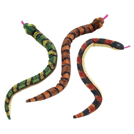 Fun Express Shiny Bendable Stuffed Snakes - 12 Pieces