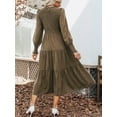 thumbnail image 2 of CUPSHE Women's Ruched Maxi Dress High Neck Long Sleeves Smocked Tiered, 2 of 5
