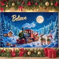 thumbnail image 6 of Snowy Theme Christmas Banner Golden Lettering Believe Banner Colorful Decor Santa Claus Pattern Holiday Banner for Christmas Party Home Decoration Holiday Celebration, 6 of 9
