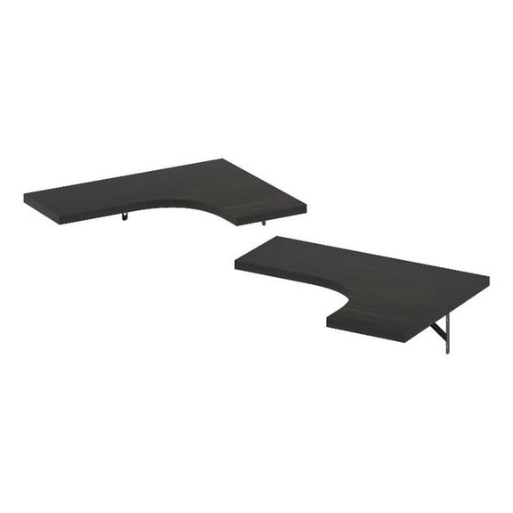 Pemberly Row Wall Mounted Corner L-Shape Floating Display Shelves in Set of 2