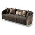 thumbnail image 6 of MICHAEL AMINI Lisbon Upholstered Chenille & Metal Sofa in Onyx and Gold, 6 of 18