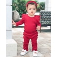 thumbnail image 2 of Conjunto de traje Fullfamous para niña, 3 piezas, mameluco, pantalones con lazo, 6-9 m, 2 of 7