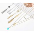 thumbnail image 3 of 12 piezas de collar largo con colgante para mujer, barra de oro, plumas, triángulo, hoja, cerradura, borla Y collar, conjunto de joyería para niñas, 3 of 5