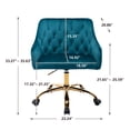 thumbnail image 5 of Accent Chair for Living Room, Velvet Fabric Vanity Chair for Makeup Room, Modern Height Adjustable Office Chair with 360 Degree Swivel, Comfy Upholstered Armchair with Soft Backrest, Teal, D7437, 5 of 10