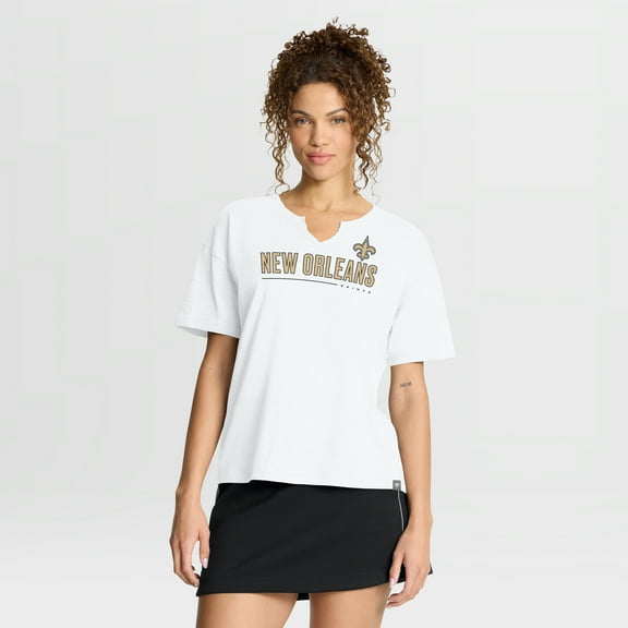 Women's Fanatics White New Orleans Saints Redzone Slub Boxy T-Shirt