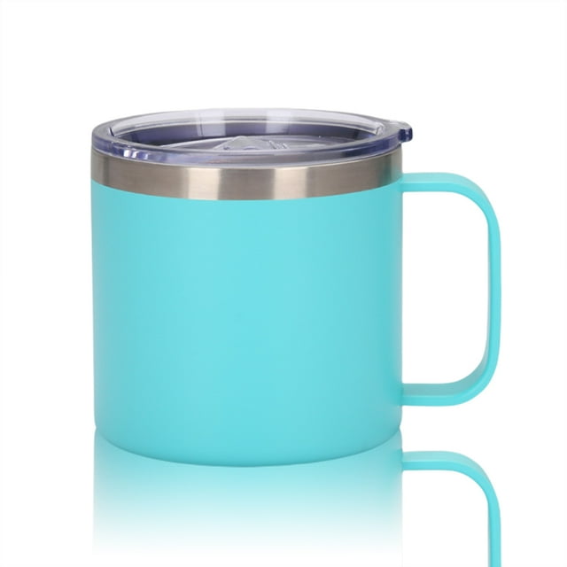 Billuyoard Taza portátil de acero inoxidable con tapa de asa, Camper, taza para beber leche aislada al vacío, botella para acampar, hogar, coche al aire Mostrada Cielo azul Billuyoard HA010518-07B