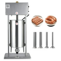 KFFKFF Electric Sausage Stuffer, 33 LBS / 15 L Vertical Meat Filling Machine, Adjustable Speed Control with Foot Pedal, Durable Stainless Steel Sausage Maker with 4 Stuffing Tubes, Suitable for Home