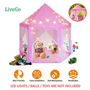 LiveGo Princess Castle Play Tent Girls Large Playhouse Kids Castle Play Tent for Children Indoor and Outdoor Games, 55'' x 53''