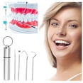 thumbnail image 1 of Tooth Care Tooth Cleaning 4Pcs Stainless Steel Tooth Hygiene Kit Tooth Tooth Scraper Probe Tweezers Tool, Household Toothpicks 8.8*1.7*1.7cm, 1 of 9