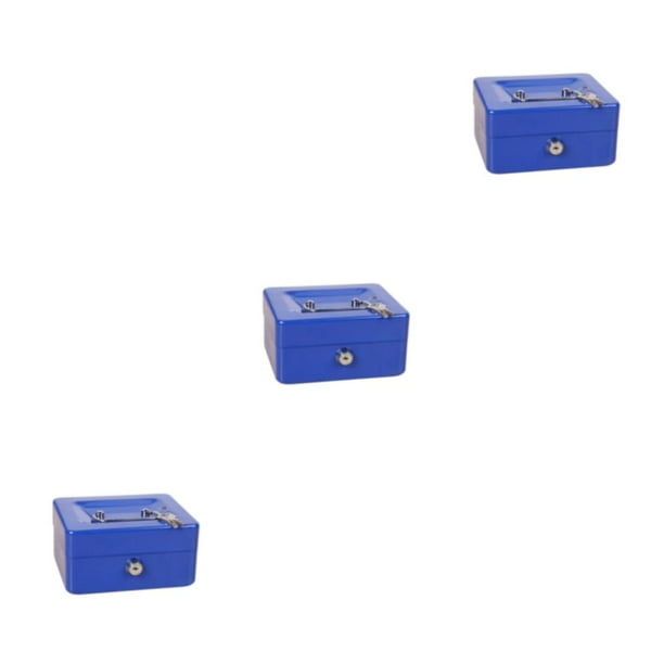 Billuyoard Caja de dinero de metal portátil y liviana - Caja de almacenamiento de efectivo segura y organizada con cerradura de llave azul Type1 NO1