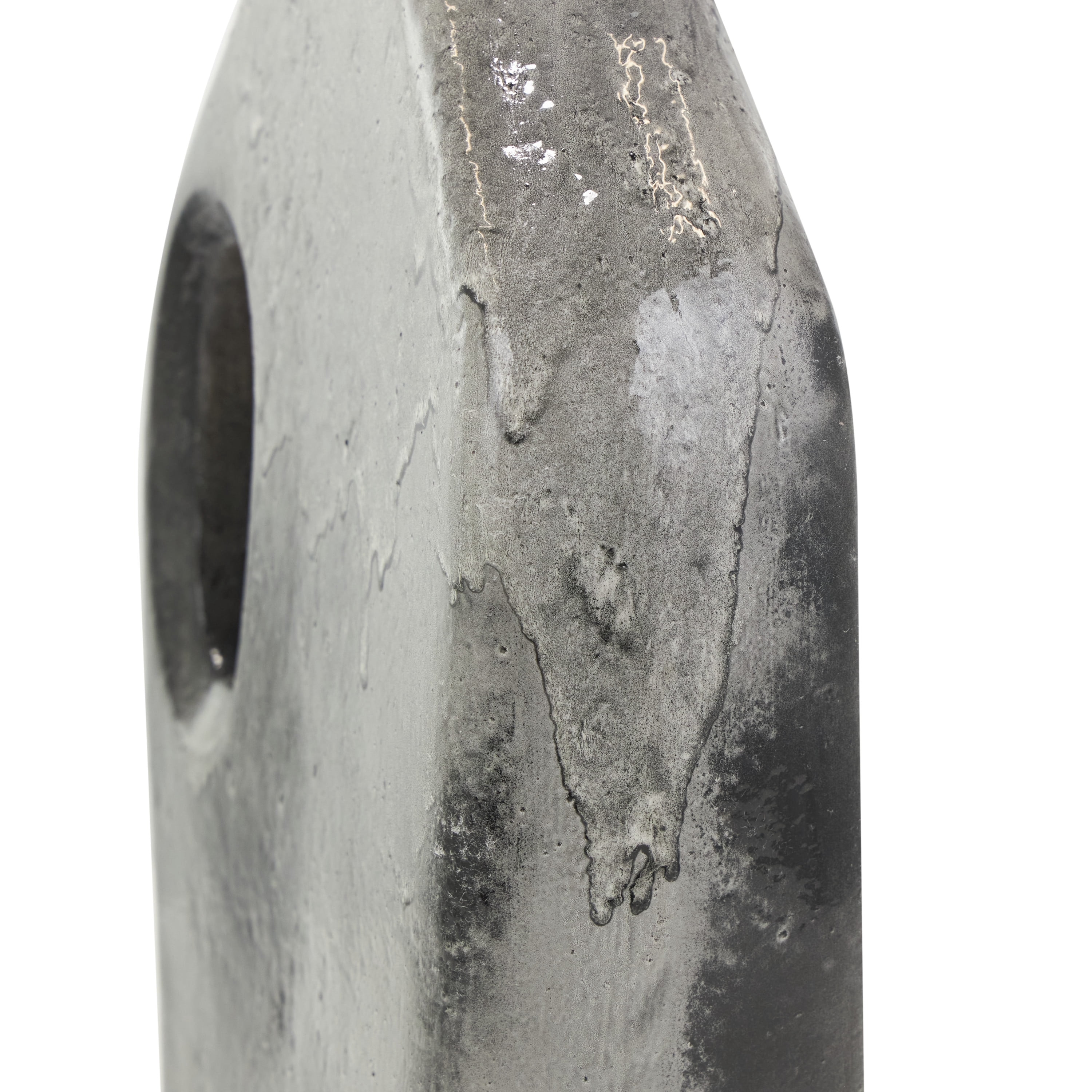 DecMode 18" Marble Inspired Gray Paper Mache Vase with Cutout Handle