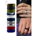 thumbnail image 7 of Gustave 10 Pack Silicone Wedding Ring for Men, Flexible Rubber Engagement Band Camouflage Rings (Size #9), 7 of 7