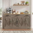 thumbnail image 3 of Buffet Cabinet with Drawers, 53” Large Sideboard Buffet Kitchen Storage Cabinet, Modern Farmhouse Coffee Bar with Shelves and Doors, Wood Buffet Table for Kitchen, Dining Room, Ash Grey, 3 of 14