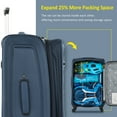 thumbnail image 2 of PAPROOS 3-Piece Luggage Set (20"/24"/28"), Softside Lightweight Suitcase with TSA-Lock and Spinner Wheels, Expandable Travel Luggage with Front Pocket for School, Travel, Dark Blue, 2 of 7