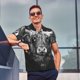 thumbnail image 4 of Fotbe Geometric Bull Design Camiseta Polo de Golf para Hombre con Estampado – Camisa Deportiva Transpirable con Cuello Abotonado-Medium, 4 of 6