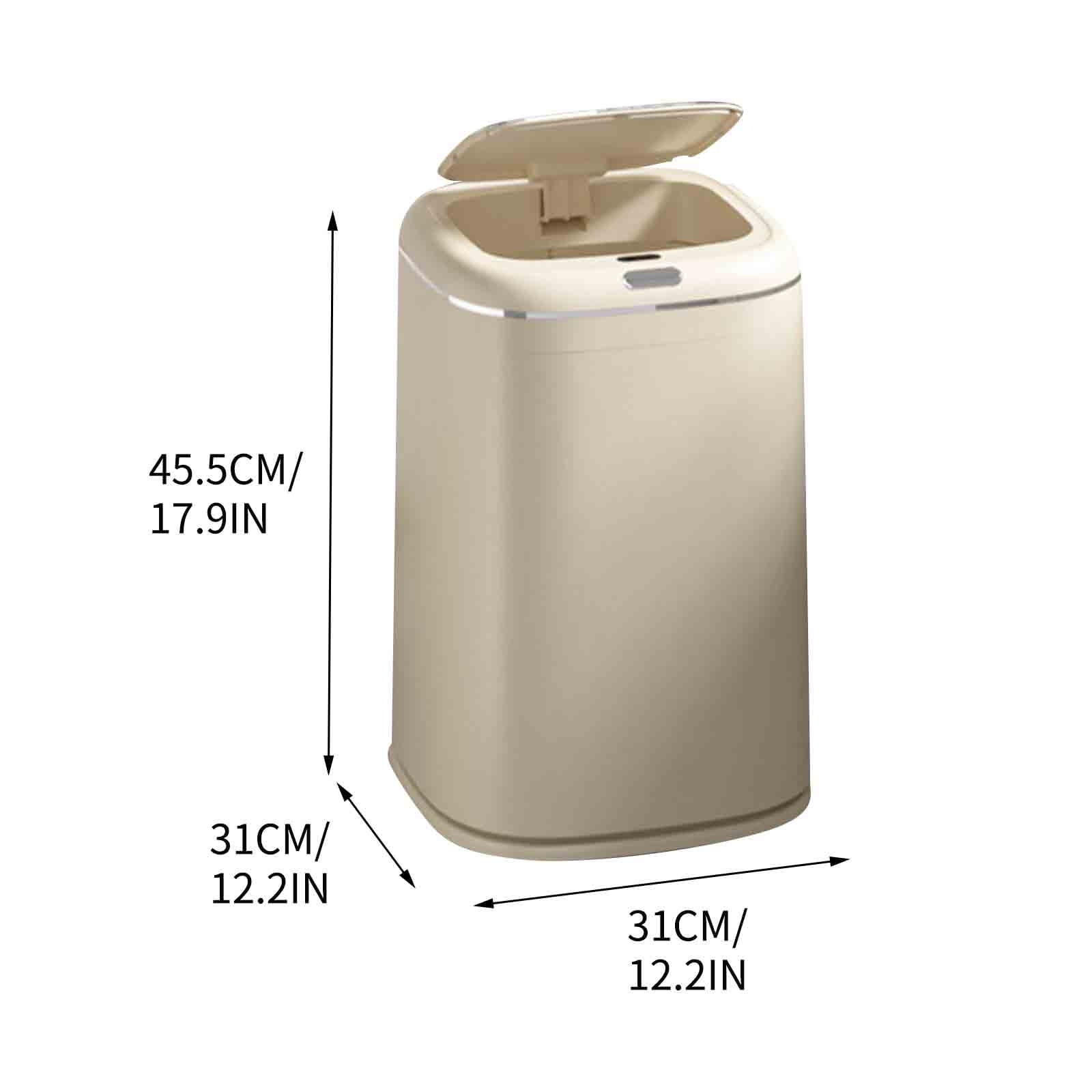 PHIGZNT Bathroom Trash Can with Lid, 9 Gallon Automatic Touchless Garbage Can, Smart Motion Sensor Small Trash Can, Slim Plastic Trash Bin for Bedroom, Office, Living Room, Kitchen Beige One Size