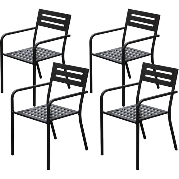 4 Stackable Outdoor Patio Seats | Ideal for Different Outdoor Activities | Strong Powder-Coated Iron | Quick Assembly for Immediate Use