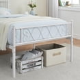 thumbnail image 4 of Tamaño individual size metal marco de cama con heart-shaped cabecero y footboard 12.2in underbed almacenamiento in blanca, 4 of 7
