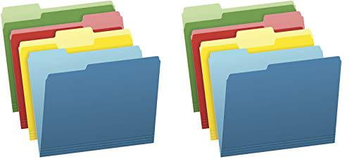 1 Set of 4 4 Colors 1/3 Cut Letter Sz Pendaflex Two-Tone Color File Folders