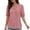 Pink Shirts, variant on CAIVO Women Summer Short Sleeve Shirt Fashion Hollow Out Blouse With Pocket V-Neck Casual Birthday Solid Color Back To School Tops