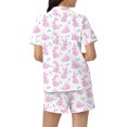 thumbnail image 4 of Hirigin Women Easter Pajamas Set Bunny Print Short Sleeve Button Down Sleepwear with Shorts Y2K Loungewear Pjs Set, 4 of 5