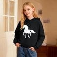 thumbnail image 2 of IWRICH Love Horse Hoodie for Girls Equestrian Horseback Riding Gift Idea Sweatshirt with Horses,Size 2-14 Years Black 150, 2 of 4