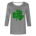 thumbnail image 3 of Tmtolofot St. Patrick'S Day Hot Sale T-Shirts for Womens Trendy Printed T Shirts Crew Neck 3/4 Length Sleeve Tops Tee Comfy Breathable Blouse 1#Gray X-Large, 3 of 3