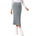 thumbnail image 4 of Faldas de lápiz de punto para mujer INSPIRE CHIC, elásticas, de cintura alta, ajustadas y casuales, falda midi de suéter S gris, 4 of 6