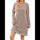 thumbnail image 3 of Vestido Informal de Larga con Bolsillos y Cuello en V para Mujer, Holgado, para Otoño e Invierno Caqui M, 3 of 9