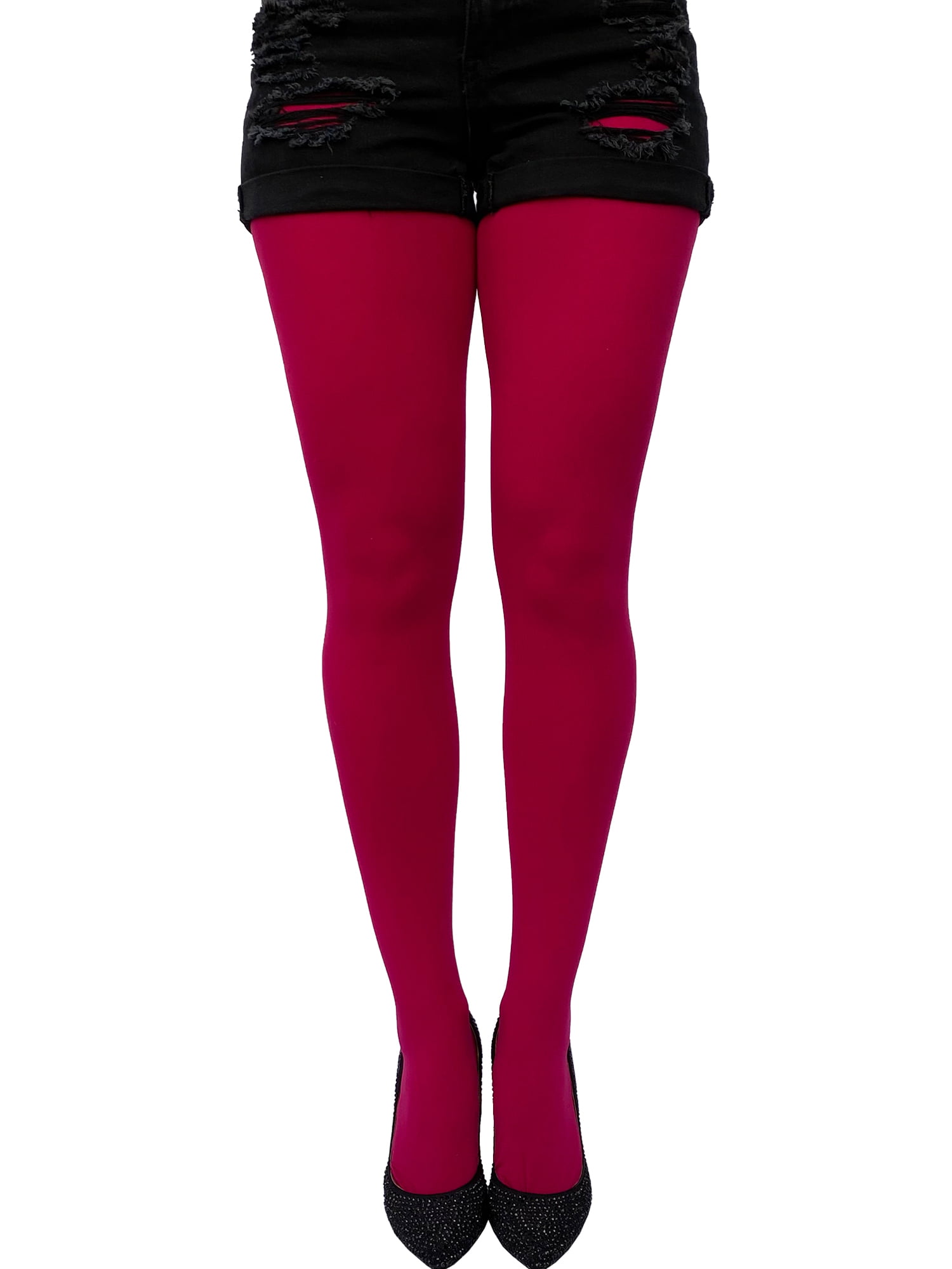 Cherry Pink Opaque Tights Plus Size for Women - from XL to 5XL