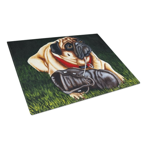 Carolines Treasures AMB1382LCB Cluster Buster the Pug Glass Cutting Board Large, 12H x 16W, multicolor