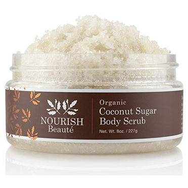Nourish Beaute Organic Sugar Body Scrub for Exfoliation and Cellulite, Hydrates and Moisturizes Skin While Improving Skin Tone and Texture, 8 oz Coconut