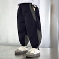 thumbnail image 2 of Wxirdiow Toddler Baggy Pants Boy Boy's Cargo Pants Waist Drawstring Loose Tapered Multi Pockets Cargo Jogger Pants Navy Size,7-8 Years, 2 of 7