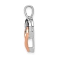 thumbnail image 2 of 14k Gold Two-tone White and Rose Black Diamond Hearts Pendant Charm, 2 of 4