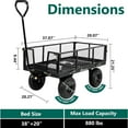 thumbnail image 3 of ROMSWI Garden Cart 880 lb Capacity 4 Cu.Ft 10" Flat Free Tires, Heavy-Duty Steel Utility Wagon with 180 Rotating Handle for Yard and Outdoor Use, 3 of 10