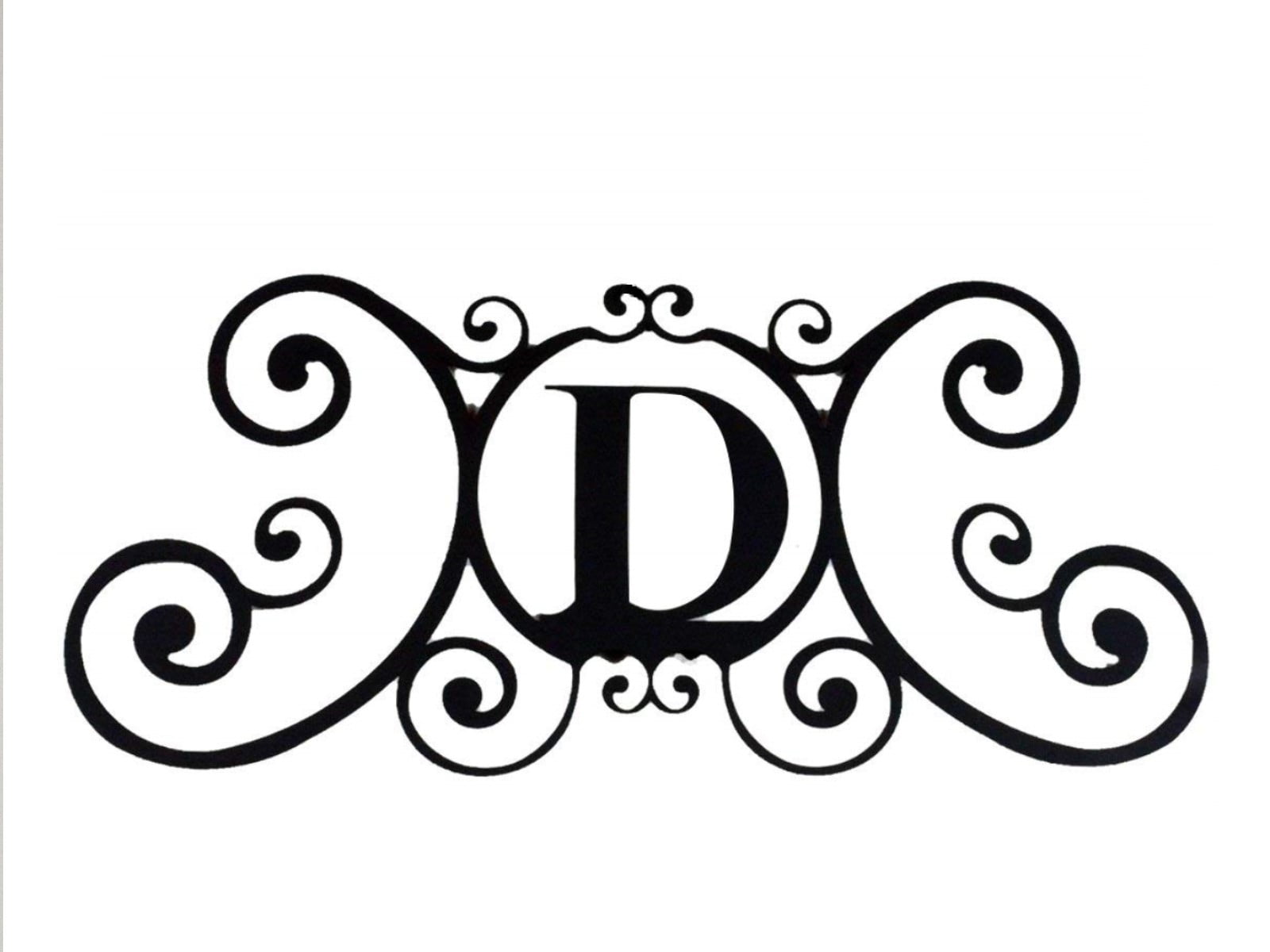 IRON SCROLL MONOGRAM Initial Hanging Wall Plaque Bracket Personalized Outdoor 