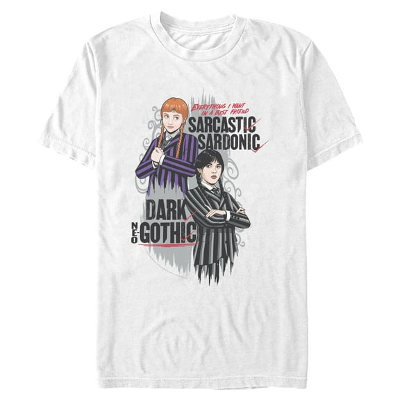 Mens Wednesday Sarcastic and Dark Duo T Shirt