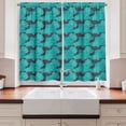 thumbnail image 2 of Ambesonne Floral Kitchen Curtains, Dahlia Blossom Petals Motif, 55"x45", Turquoise Grey, 2 of 3