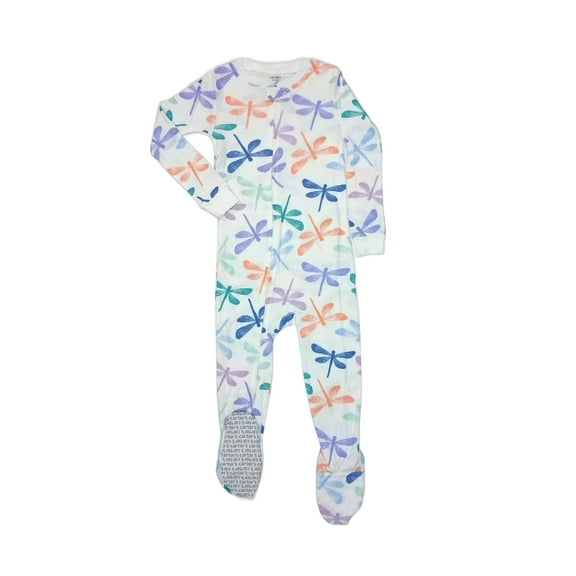 Carter's Toddler Girl's Colorful Dragonfly Print Footed Cotton Pajama Sleeper, Size 3T