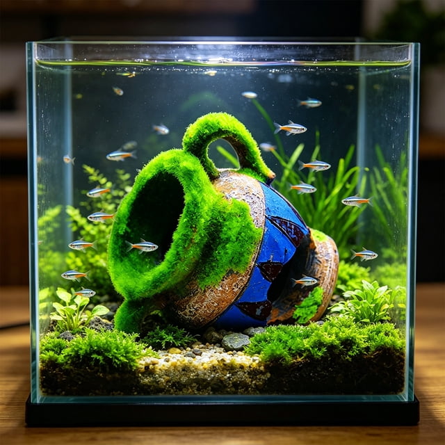 Cueva de resina para acuario, decoración para peceras – Adorno de roca de arenisca natural con entrada grande para peces, camarones y tortugas – Refugio acuático para terrario o acuario paisajístico
