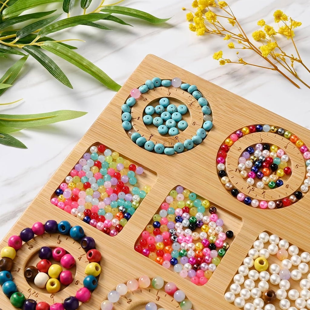 Necvior Wooden Bead Plate Jewelry Crafting Tool Jewelry Beading Designs Tray for Bracelet Necklaces Ornament Making Boards