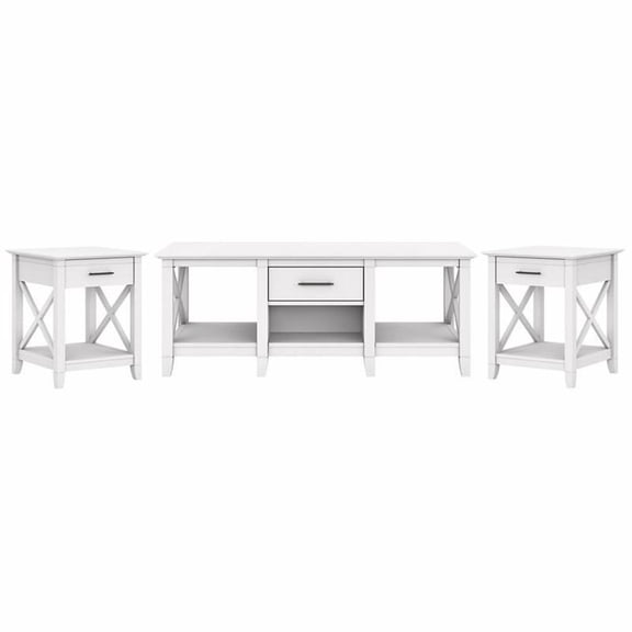 Key West Coffee Table with End Tables in Pure White Oak - Engineered Wood